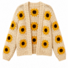 Cream Crochet Cardigan with Sunflower Granny Squares