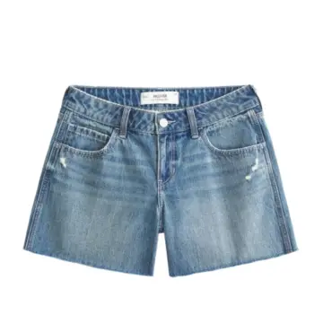Medium Wash Denim High-Rise Straight-Leg Shorts
