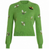 Green Bee Embroidered Knit Sweater