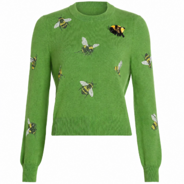 Green Bee Embroidered Knit Sweater