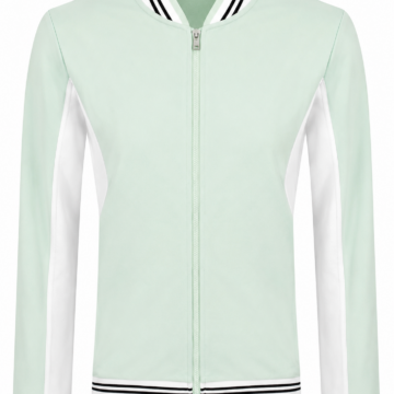 Pale Mint Green and White Color Block Track Jacket