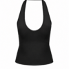 Black Sleeveless Crew Neck Drop Shoulder Top