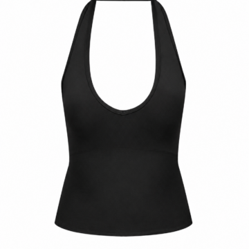 Black Sleeveless Crew Neck Drop Shoulder Top