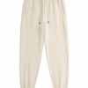 Beige Wide-Leg Drawstring Pants