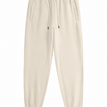 Beige Wide-Leg Drawstring Pants