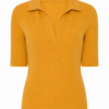 Mustard Yellow Ribbed Knit Polo Top