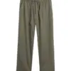 Olive Green Drawstring Waist Straight Leg Pants