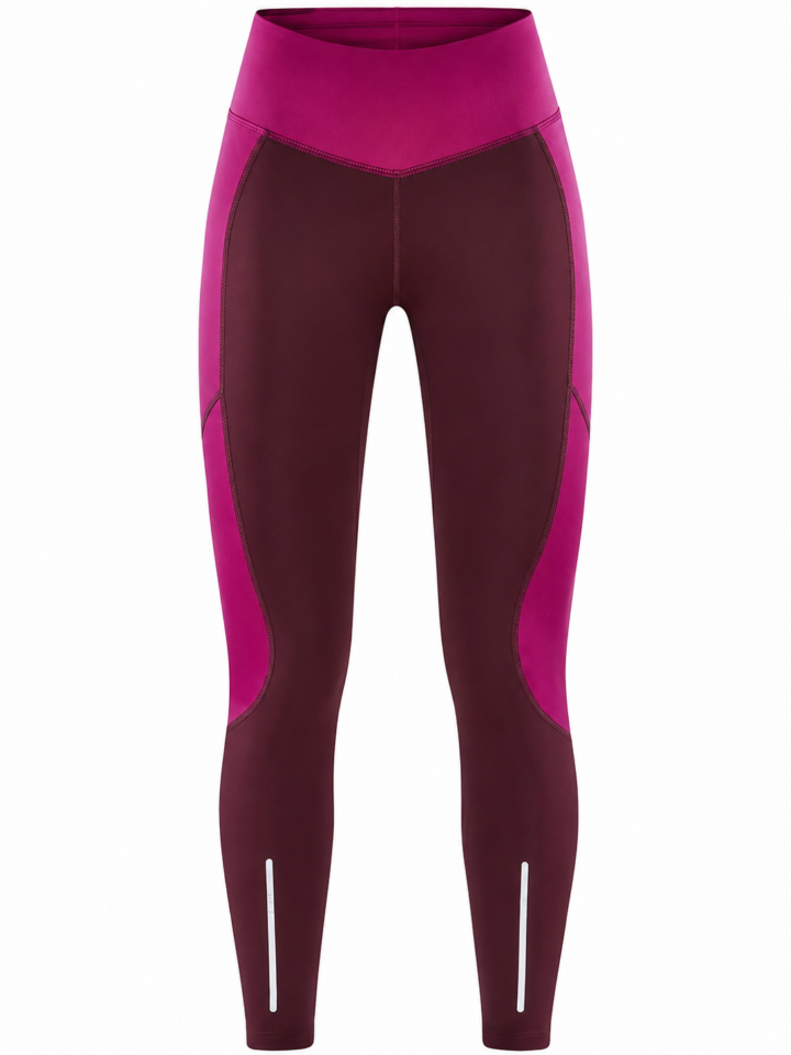 Burgundy Magenta Color-Block High-Waisted Leggings