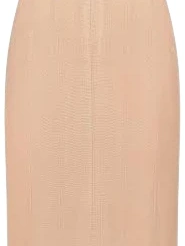 Light Beige Bodycon Midi Dress with Center Seam