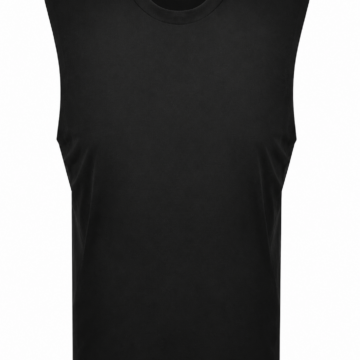 Black Sleeveless Crew Neck Drop Shoulder Top