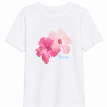 White Hibiscus Graphic Crewneck T-Shirt
