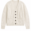 Off-White Donegal Speckled V-Neck Cardigan with Pockets