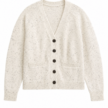 Off-White Donegal Speckled V-Neck Cardigan with Pockets