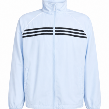 Light Blue Track Jacket with Black Chest Stripes