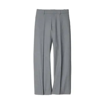 Medium Grey Wide Leg Pressed Crease Trousers