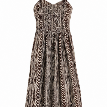 Black and Cream Wavy Stripe Sleeveless A-Line Maxi Dress