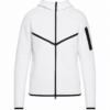 White Full-Zip Hooded Sweatshirt with Black Trim