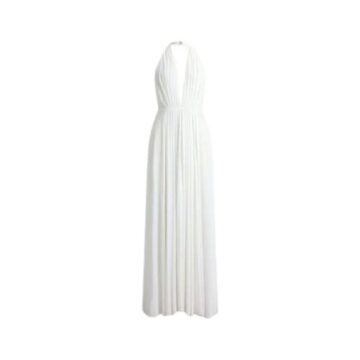 White Halter Neck Open Back Maxi Dress