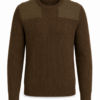 Olive Brown Long Sleeve Crewneck Rib Knit Sweater